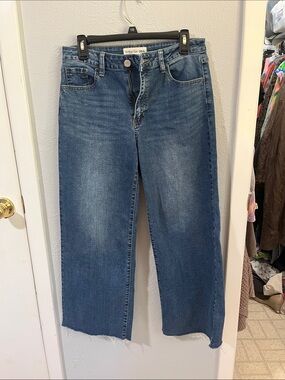Indigo Blue Wide-Leg  Mid Rise Crop Jeans - Women's